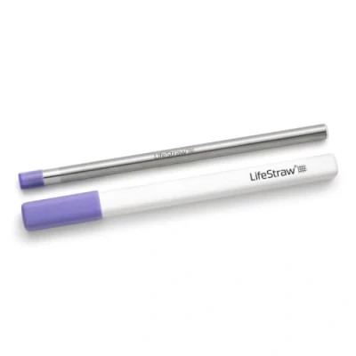 Image de LifeStraw Sip Paille Filtrante Réutilisable en Acier Inoxydable avec Étui, Élimine les Microplastiques, Bactéries et Parasites pour Voyage Utilisation Quotidienne, Thistle Purple