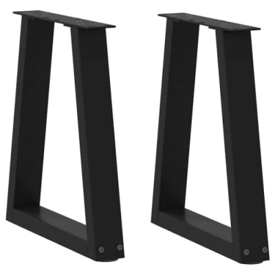 Image de vidaXL Pieds de Table à Manger Forme V 2 pcs Noir 38x(42 43,3) cm, Pied Table, Manger, sur