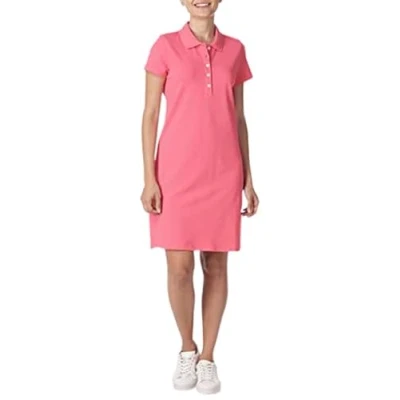 Image de Nautica Robe Polo Classique à Manches Courtes en Coton Extensible décontractée, Rouge Rose, XXL Femme
