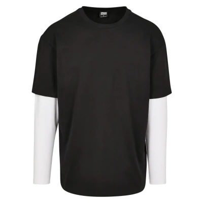 Image de Urban Classics Oversized Shaped Double Layer TEE Tshirt à manches longues, Homme, Taille: XXL, Black/white