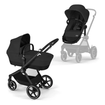 Image de CYBEX Gold EOS Lux Poussette 2 en 1, Système pour Voyage, De la naissance à 22 kg (env. 4 ans), Moon Black