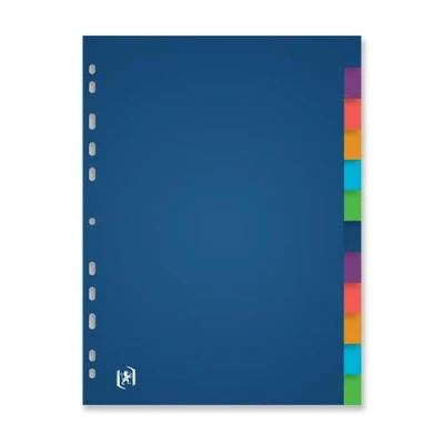 Image de OXFORD Intercalaires Neutres A4XL 12 Positions Polypro Translucide Epaisseur 30/100ème Coloris Assortis