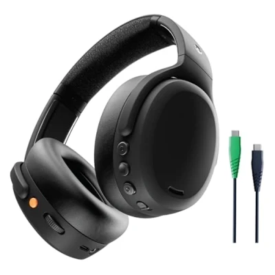 Image de Skullcandy Crusher ANC 2 Casque Supra Auriculaire à Suppression de Bruit sans Fil avec Basses Sensorielles, Autonomie 50 h, Skull IQ, Compatible Alexa, Microphone, Bluetooth Noir