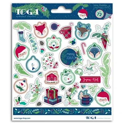 Image de DRAEGER PARIS 1886 Stickers Scottish Christmas, Bleu, Vert et Bordeaux, taille unique