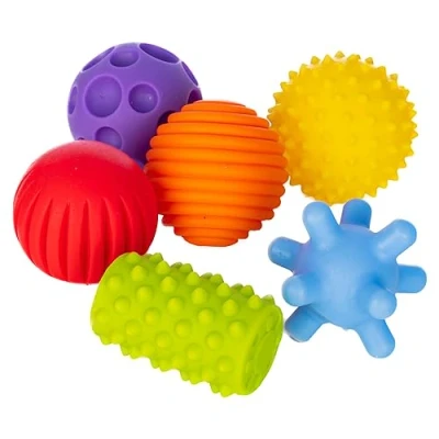 Image de FANCY FancyBaby Kit de 6 Balles Sensorielles pour Bébé Jouet d’éveil Premier Âge Jeu Bain Multicolore et Texturé Développement la Motricité Massage