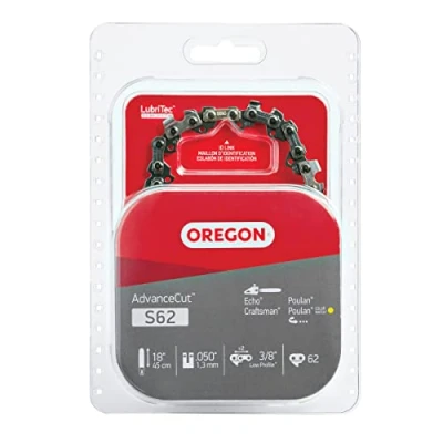 Image de Oregon S62 AdvanceCut chaîne de tronçonneuse pour barre 45,7 cm, 62 maillons d&#039;entraînement, à faible rebond, compatible avec Husqvarna, Echo, Poulan, Craftsman, Echo et plus encore