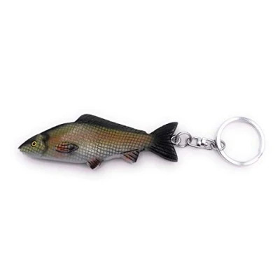 Image de H Customs Carpe Poisson Pêche Bois Noble À La Main Pendentif Porte clés