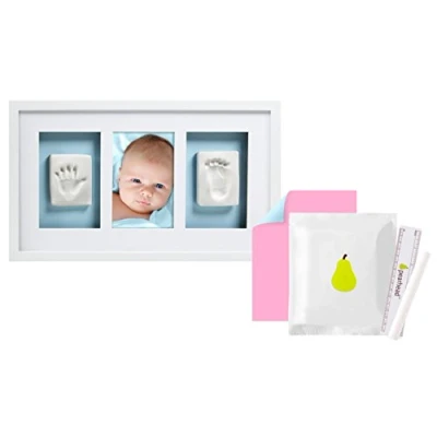 Image de Pearhead Cadre Mural Deluxe Double Empreinte de Bébé, Blanc