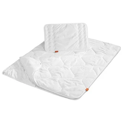 Image de sleepling 194476 Enfant Set pour lit de bébé Couette d’été légère 100 x 135 cm Oreiller Plat 40 60 100% Microfibre Made in EU Ökotex Garantie Chaleur, Blanc