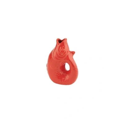 Image de Gift Company Vase Monsieur Carafon XS, décoratif en Forme de Poisson Faïence Coral Red