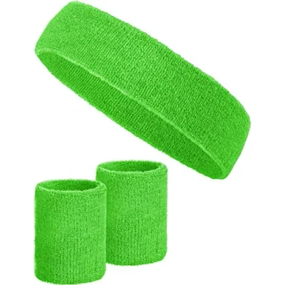 Image de Set de 3 Bandeaux avec 2X pour Les Poignets + 1x Bandeau Femmes &amp; Hommes (Vert)