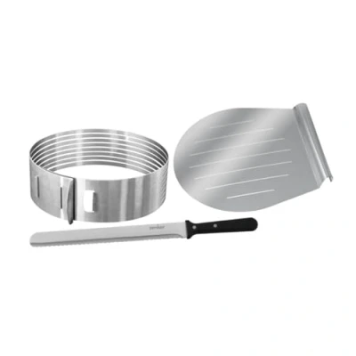 Image de Zenker 7705 set ustensiles à pâtisserie, pour layer cake, accessoire patisserie coupe gateau, cake accessoire, kit patisserie, Acier inoxydable, 28 cm