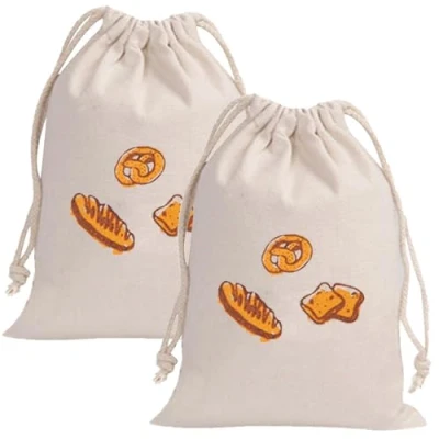Image de QianFenShi 2 Pcs Sac à Pain,Sac Pain Longue Conservation,Sac a Tissu,Sac Réutilisable en Coton Lin Cordon,Sac Baguette,Sac de Stockage Pain,Sacs et Lin,31 x 38cm