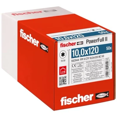 Image de fischer Vis de Renfort Powerfull FPF II CTF 10x120 revêtement zingué, Filetage Total, tête fraisée avec Empreinte Torx/Boîte 50