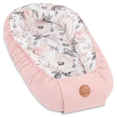 Image de Totsy Baby nid de bébé Nouveau né 90x50 cm Cocon Fait Main Double Face en Coton piqué gaufré Sommeil Rose Sauvage