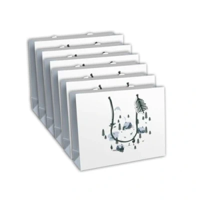 Image de Eurowrap X 30921 6Cpack Un Lot de 6 Sacs Cadeaux Excellia Format Shopping 37,3x11,8x27,5 cm 210g Motif : Hiver, Cabane Hivernale, Chalet, Noël Idéal pour Jeux Société, Puzzles