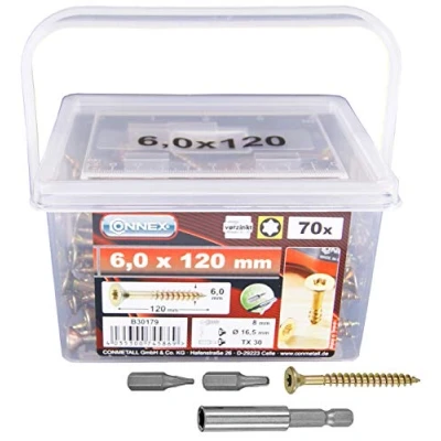 Image de Connex B30179 Vis universelles 6,0 x 120 TX galvanisés 70 g