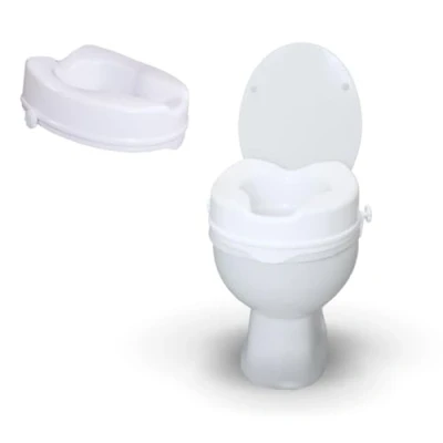 Image de Mobiclinic, Rehausseur WC Adulte, 10 cm, Mod. Titán, Marque européenne, Siège de Toilettes Surélevé, pour Personnes Agées, à Mobilité Réduite, Système Fixation Latérale, Blanc