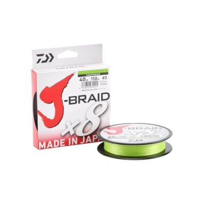 Image de Daiwa J Braid 8 0.24mm, 18,0kg/40lbs, 300m Chartreuse, Ligne de pêche tressée Ronde