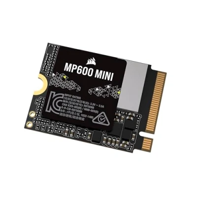 Image de Corsair MP600 Mini 2 to M.2 2230 NVMe PCIe x4 Gen4 SSD Jusqu&#039;à 7 000 Mo/Sec en Lecture Séquentielle 3D TLC NAND Haute Densité Idéal pour Steam Deck et Microsoft Surface Noir