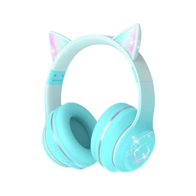 Image de Xunpuls Casque Bluetooth pour Enfants sans Fil, 5.1 et Son stéréo, Pliable, Bandeau réglable, avec Microphone Supra auriculaire école/Tablette (Vert)