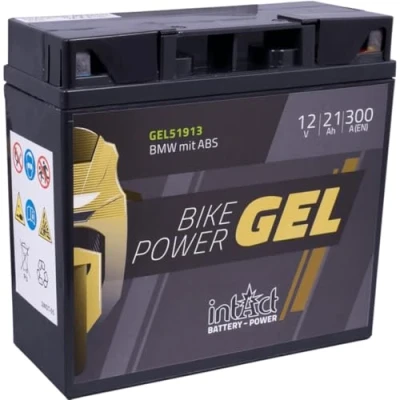 Image de intAct batterie MOTOCYCLE GEL offrant +30% de puissance démarrage Pour moto, quad, etc. GEL51913, 12V, 21 AH (c20), 300 A (EN) Dim : 185x80x170mm