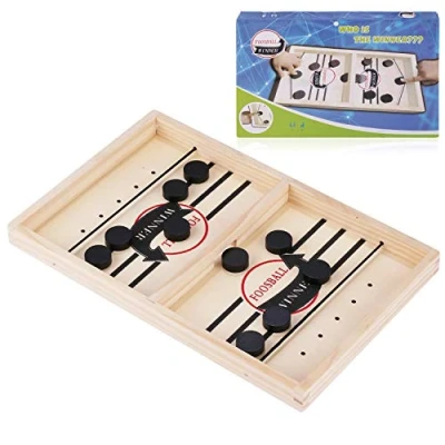 Image de JOYUE Jeu de Société Rapide Slingpuck, Fast Sling Puck Game, Palet à Fronde Rapide, Bataille Boule Glace Portable, Catapult Board Jeux pour Parent Enfant