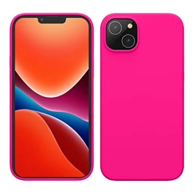 Image de kwmobile Housse Compatible avec Apple iPhone 14 Plus Coque de téléphone Fine Finition Douce Rose Fluo
