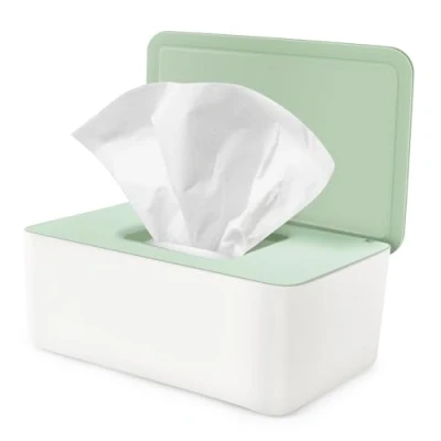 Image de Boîte Lingette humides, Distributeur de lingettes Papier Toilette Humide avec Couvercle, Reutilisable pour Bebe, Cuisine, Salon, WC, Voiture, Vert