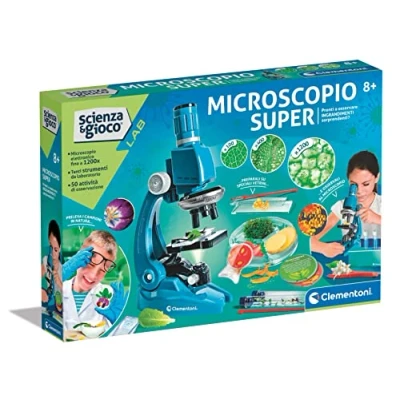 Image de Clementoni Lab Super Laboratoire, Microscope Enfants Optique, Plus de 50 Expériences Sciences, Jeu Scientifique 8 Ans (Version en Français), Multicolore, 19293