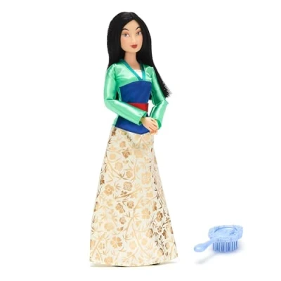 Image de Disney Store Official Poupée Classique Mulan, 29 cm/11&quot;, entièrement articulée avec Tenue élégante et Brosse à Cheveux Miniature, partir de 3 Ans