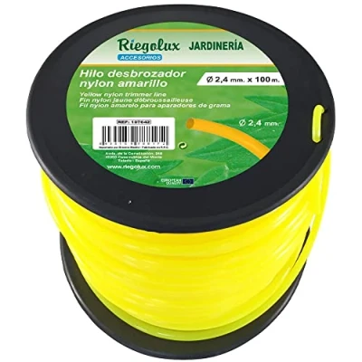 Image de RIEGOLUX 107642 Fil de débroussailleuse en Nylon Rond, Jaune, 2,4 mm x 100 m