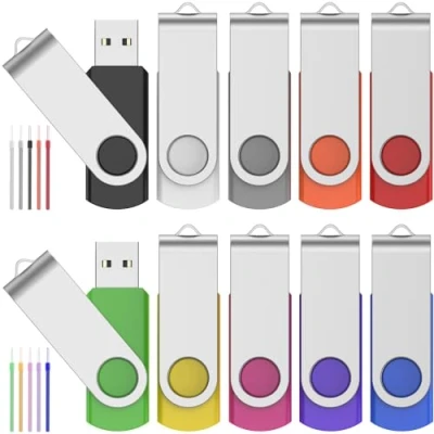Image de 8Go Cle USB Lot de 10 Disque Flash Clef 8 Go Petite Capacité Pièce Rotatif Pendrives Multicolore Clé 2.0 Mémoire Stick avec Cordes by FEBNISCTE