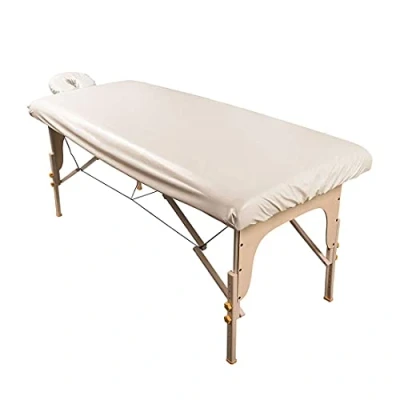 Image de ForPro Ensemble de draps massage imperméables en polyester, lavable machine, idéal pour les tables massage, comprend un drap housse et une le visage, naturel