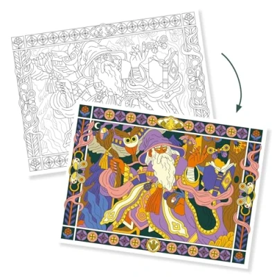 Image de Djeco feuilles de coloriage dans un porte documents heroic 3pcs