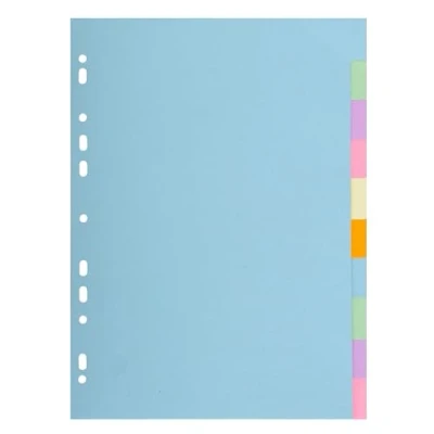 Image de Exacompta Forever 1605E Lot de 10 intercalaires en carton recyclé pour format A4 22 x 29,7 cm 5 couleurs Bleu Ange Pastel Aquarelle