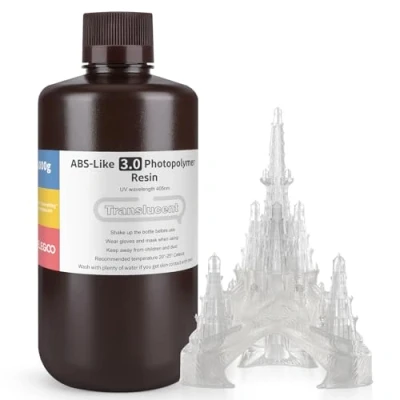 Image de ELEGOO Résine ABS Like 3.0 pour Impression 3D Imprimante LCD MSLA DLP UV 405nm Photopolymère, Haute Précision, Résistance et Ténacité Améliorées, Translucide 1000G