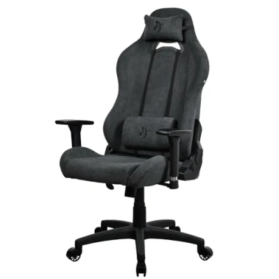 Image de Arozzi Torretta Premium SoftFabric™ Chaise Ergonomique de Bureau ou Jeu, mécanisme siège avancé, accoudoirs 3D, Dossier Haut inclinable, pivotant, 2 oreillers Soutien Doux [Dark Grey]