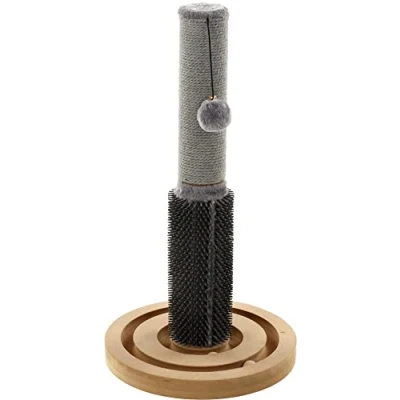 Image de Flamingo Arbre à Chat Ayla Jouet Circuit balles Griffoir avec Brosse Gris 29x29x53 cm Peluche Douce Corde gratter en Jute Le Caoutchouc Donne Un Merveilleux Massage a Votre