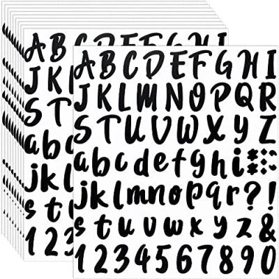 Image de 720 PièCes 10 Feuilles Autocollant en Vinyle Autocollant, Autocollants de NuméRo Lettre L&#039;Alphabet pour BoîTe Aux Lettres, Porte (Noir, 1 Pouce)
