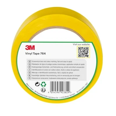 Image de 3M Ruban adhésif vinyle 764 usage général, jaune, 50 mm x 33 m