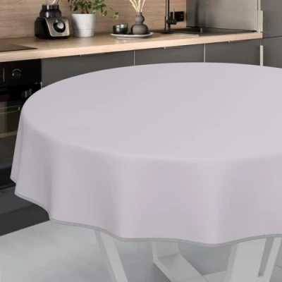 Image de ANRO Nappe en Toile cirée Lavable, pour Table de Jardin, extérieur et intérieur, Ronde, 140 cm, avec Ourlet, Grise
