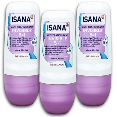Image de TopDeal ISANA Lot de 3 déodorants anti transpirants roll on 5 en 1 x 50 ml