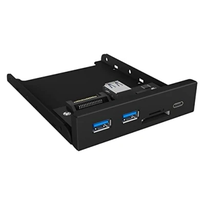 Image de ICY BOX USB 3.0 en Face Avant, 1x C, 2X A, SD et Lecteur de Carte microSD, 3, 5 Pouces Interne, métal, Noir 60433