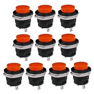 Image de Switian 10 Pcs 250V a C/3A SPST Commutateur Bouton Poussoir Rond Bascule momentane Rouge