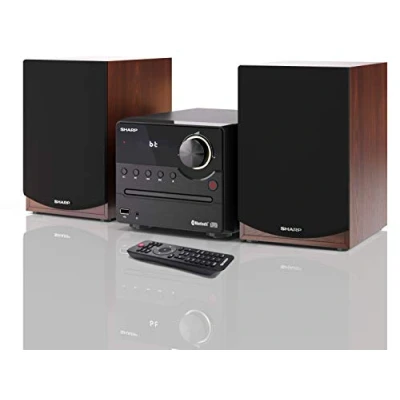 Image de Sharp XL B512(BR) Micro chaîne Sound System stéréo avec Radio FM, Bluetooth v5.0, CD MP3, Lecture USB, Haut parleurs en Bois et 45 W Couleur Marron