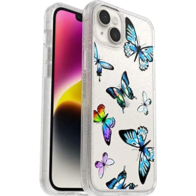 Image de OtterBox Symmetry Clear Coque pour iPhone 14/iPhone 13, anti chute, protection fine, supporte 3 x plus de chutes que la norme militaire, antimicrobien, Butterfly