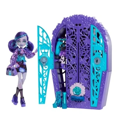 Image de Monster High Coffret Monstrueux Secrets Énigmes du Jardin avec poupée Twyla, Dressing et Plus de 19 Surprises pour l’Heure goûter, Dont des vêtements poupée, HYT74