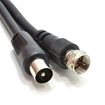 Image de kenable coaxial SAT Vers TV Antenne câble F Type Fiche RF Fly Cordon RG59 2 m Noir [2 mètre/2m]