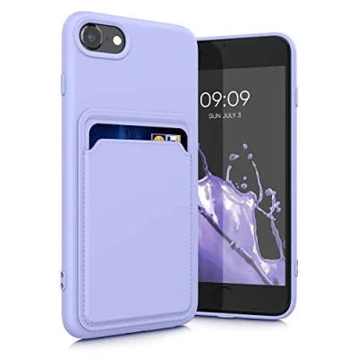 Image de kwmobile Housse Compatible avec Apple iPhone SE (2022) / (2020) 8 7 Coque de téléphone Compartiment Carte en Silicone Lavande